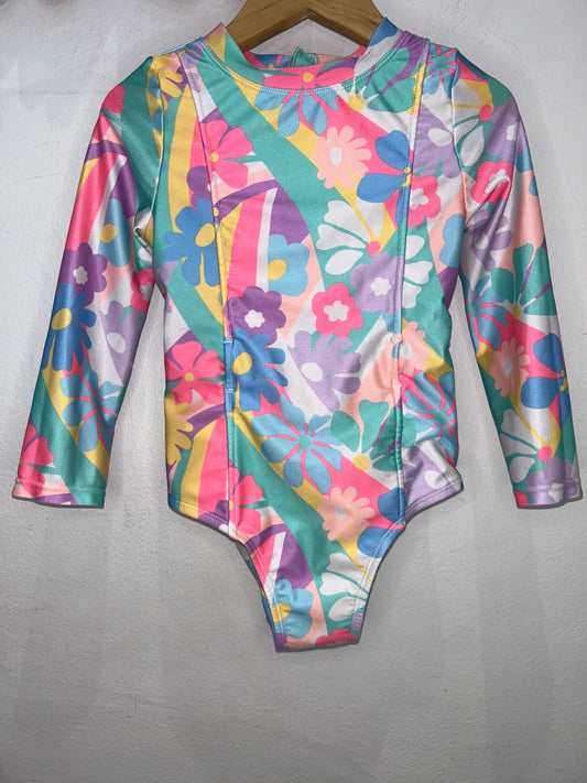 neon floral swimsuit 4y