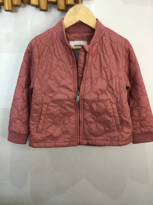 Pink quilt packable jacket 2y