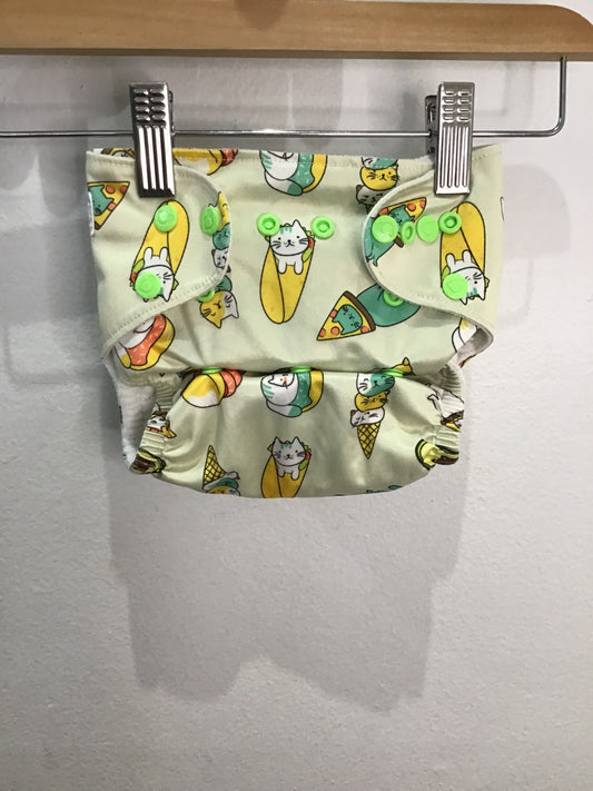 Reusable diaper (good for swim) - one size - burrito cat
