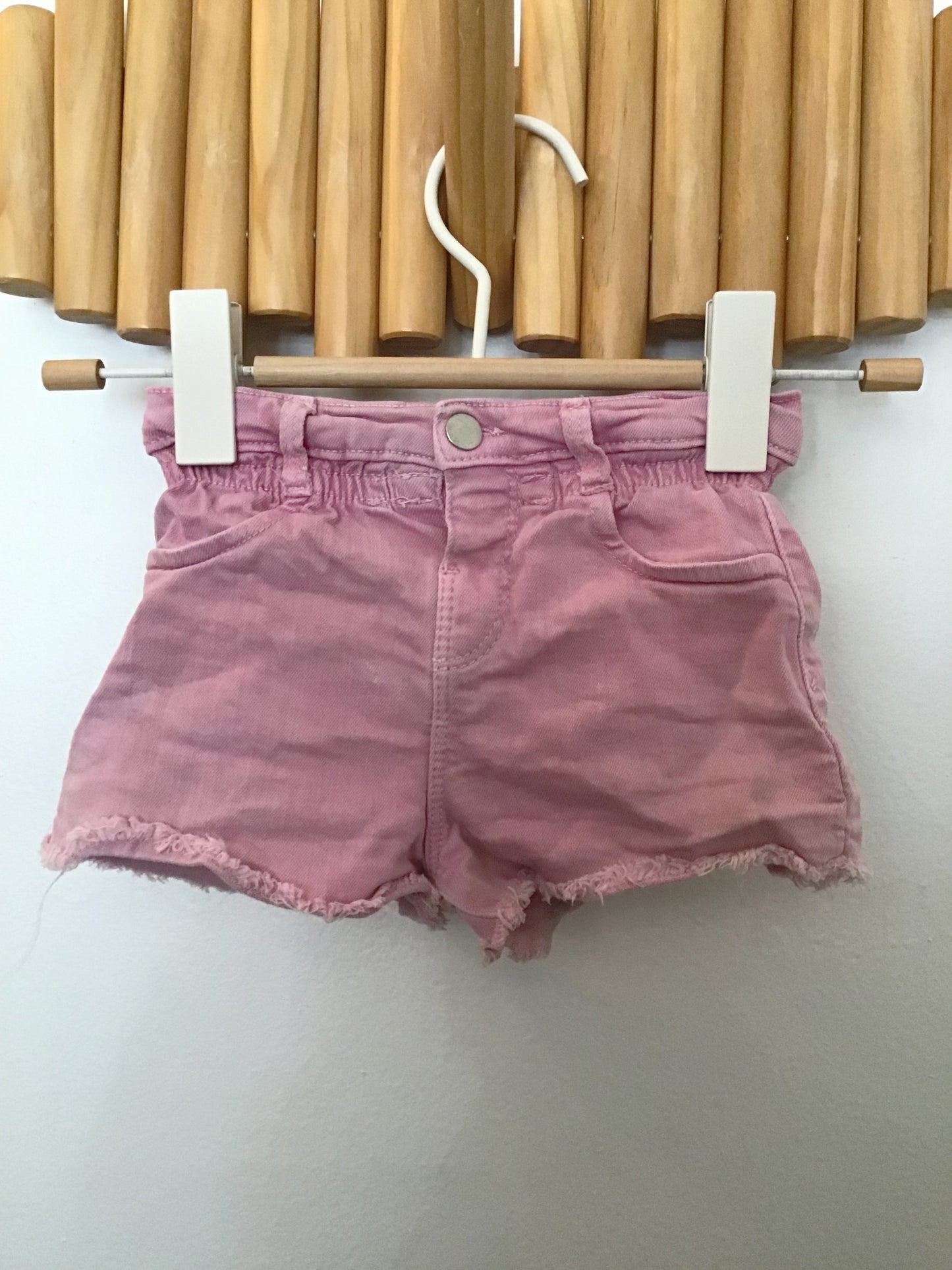 Pink denim shorts 12-18m