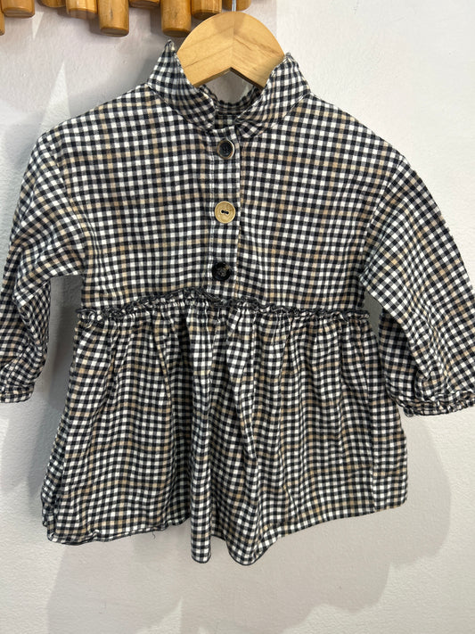 Checkered collar dress 12-18m
