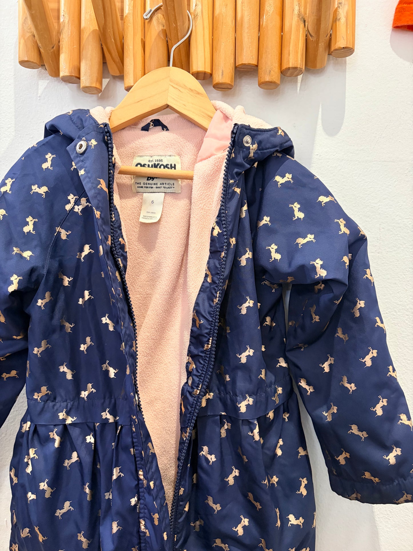 Unicorns fleece lined jacket 6y