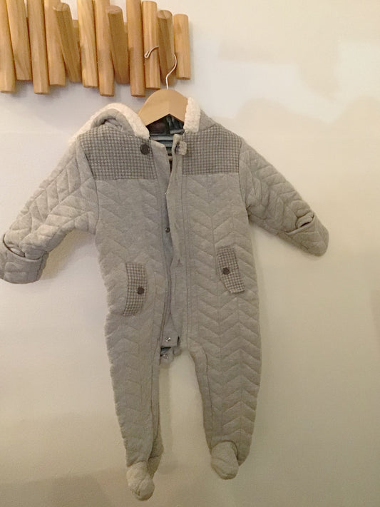 Grey quilted bunting 9-12m