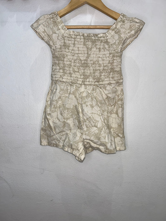 Brown smocked shorty romper 2y