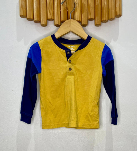 Yellow and blue henley 24m