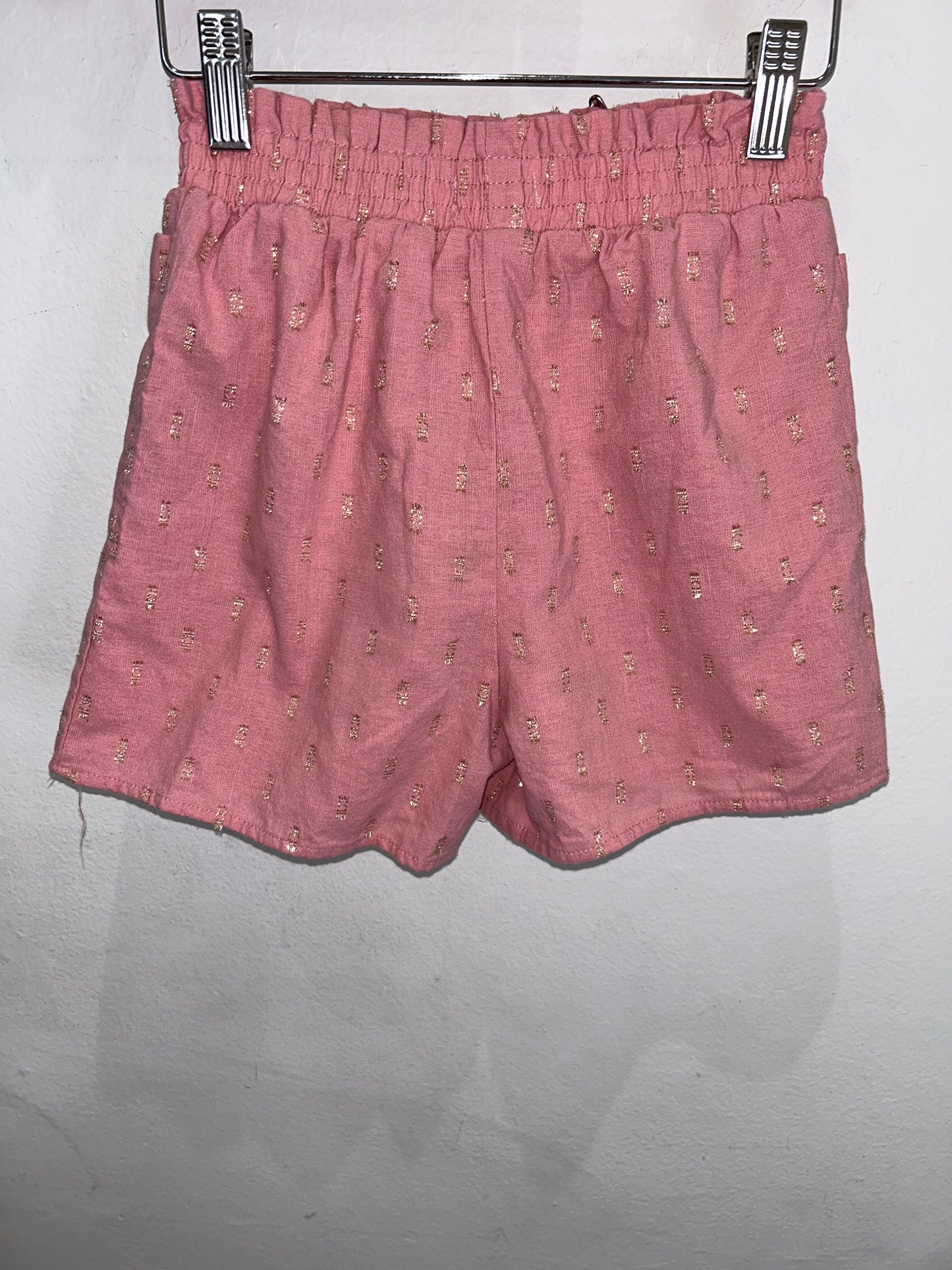 Pink sparkly gold shorts 8-10y