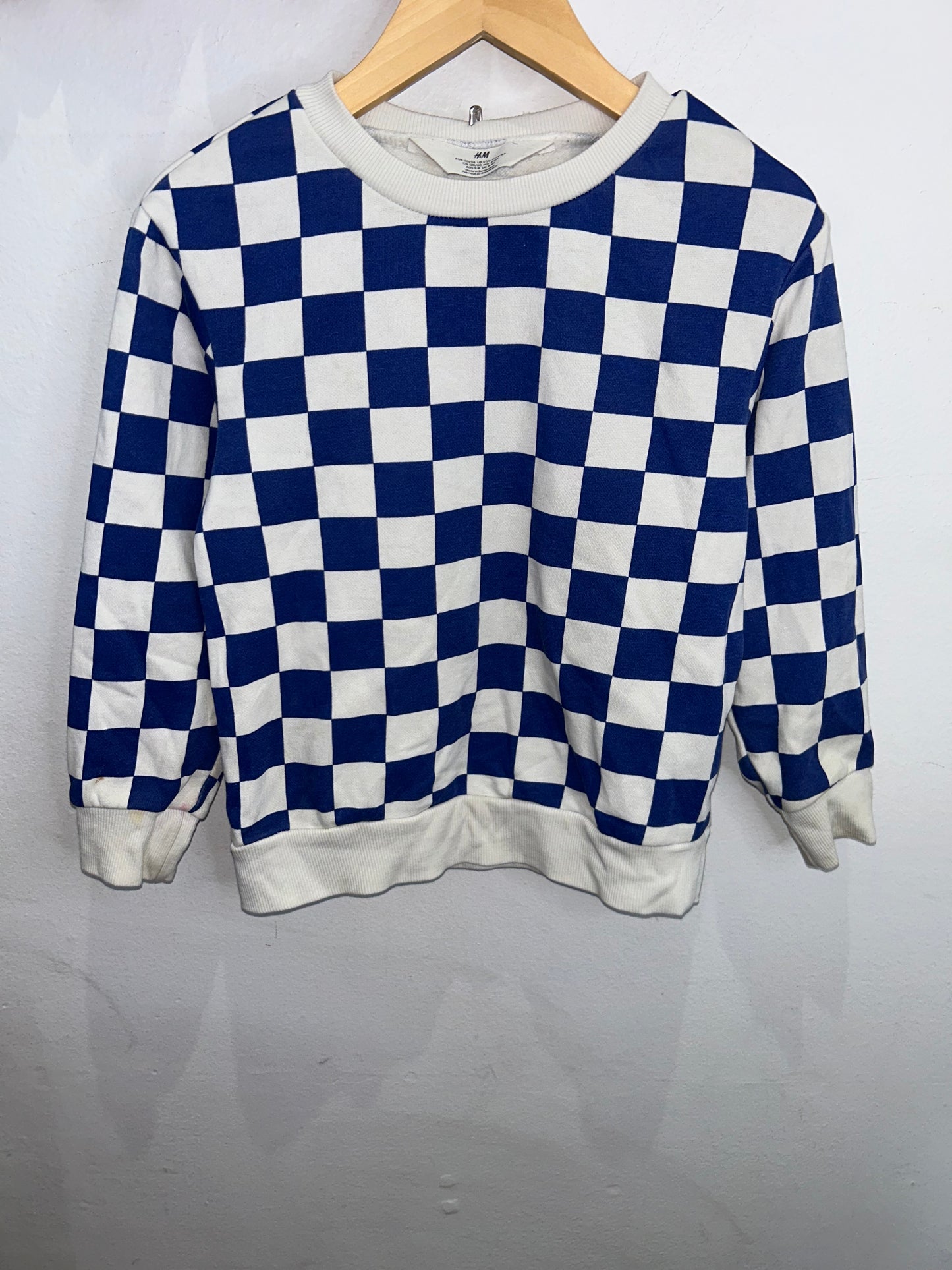 Blue checkered pullover 4-6y
