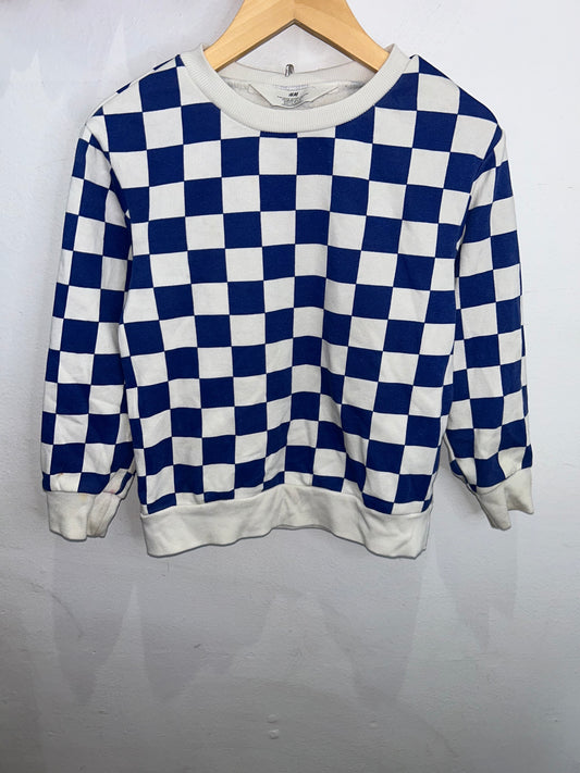 Blue checkered pullover 4-6y