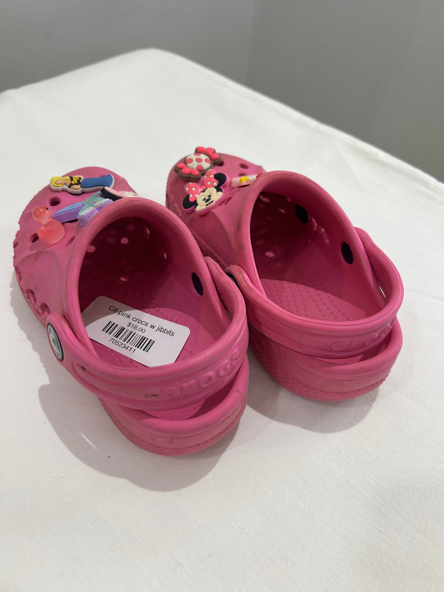 C8 pink crocs w jibbits