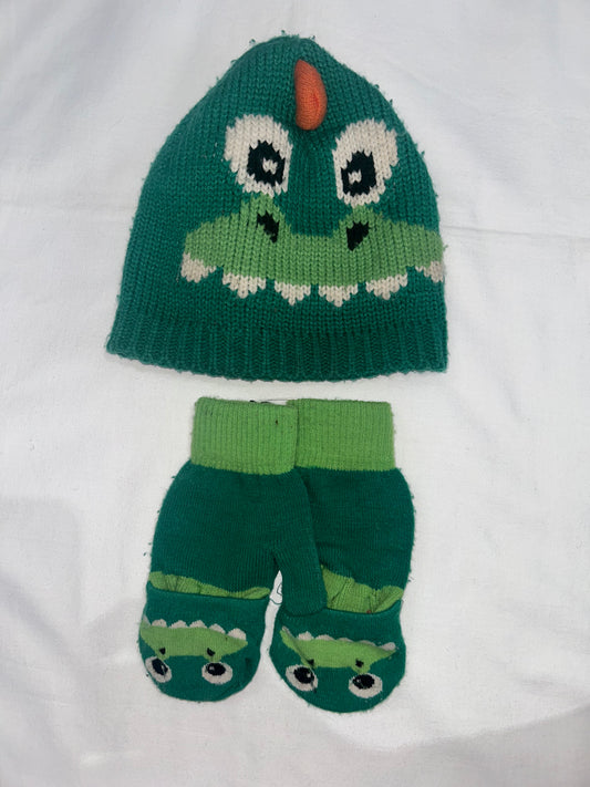Dino hats and mitts set 4-6y