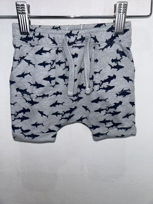 Grey sharks shorts 3-6m