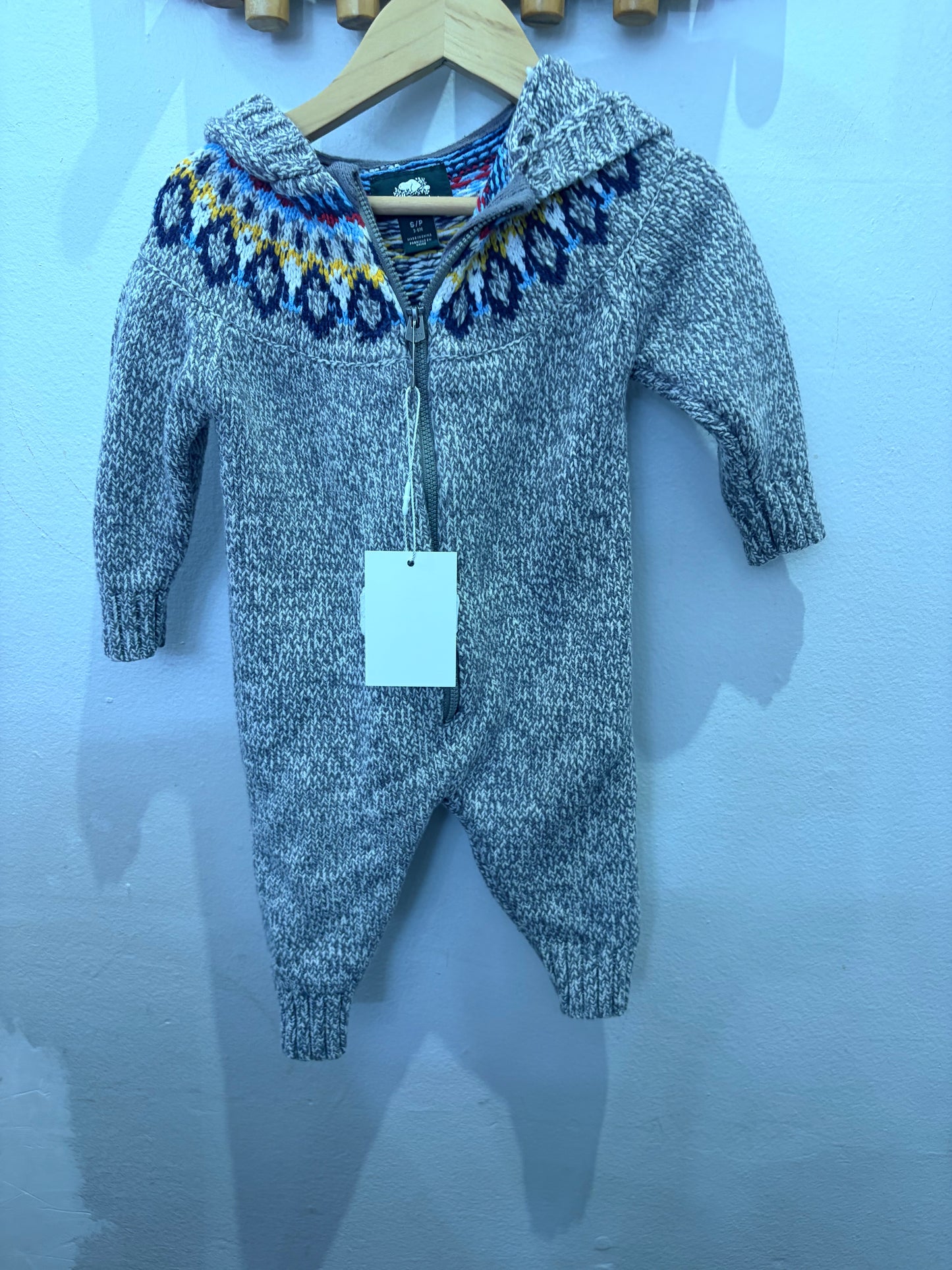 Roots printed grey sweater romper 3-6m