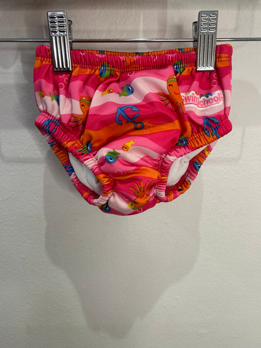 Pink print swim diaper 3-6m