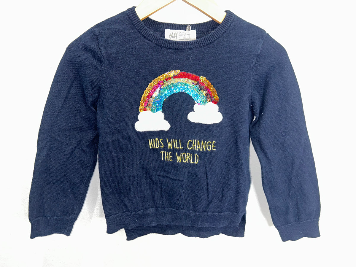 Kids will change the world sweater 3-4y