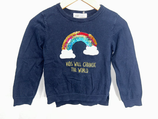 Kids will change the world sweater 3-4y