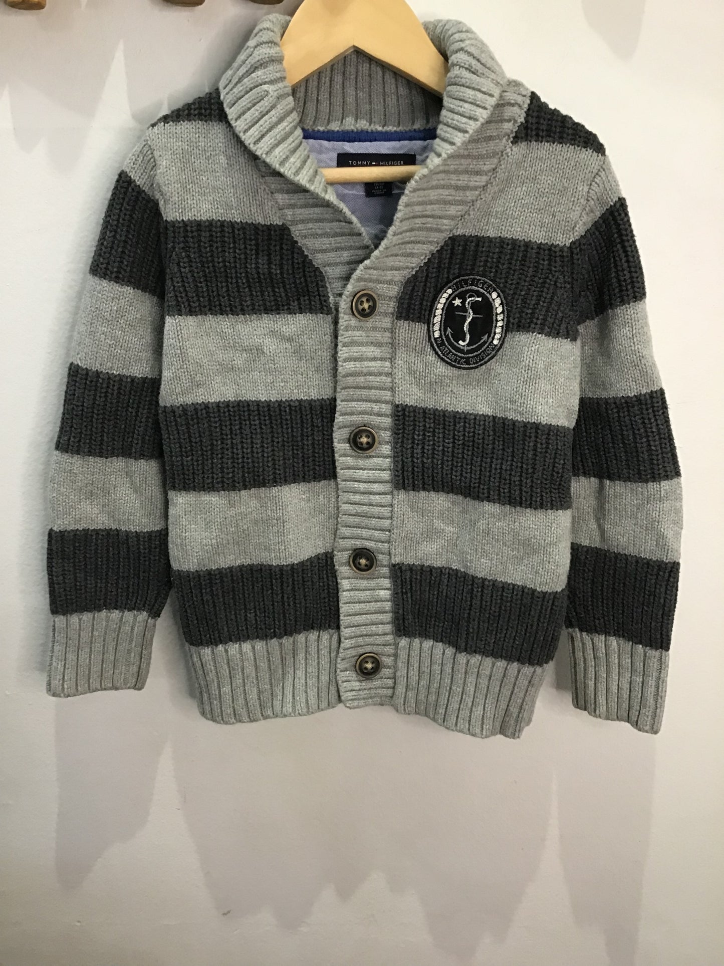 Grey stripes thick cardi 4-5y