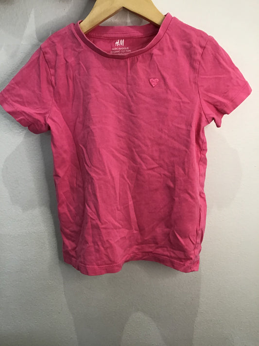 Tee hot pink w heart 4-6y