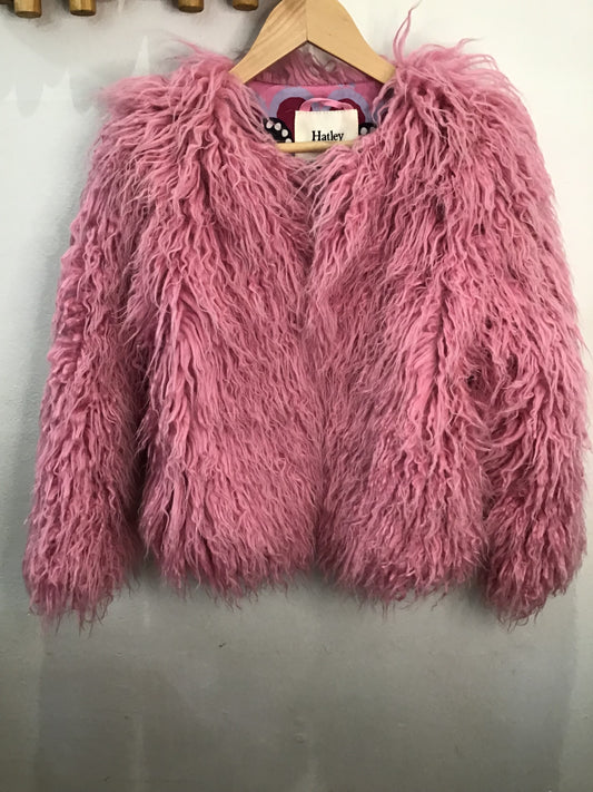 Furry pink coat 8y