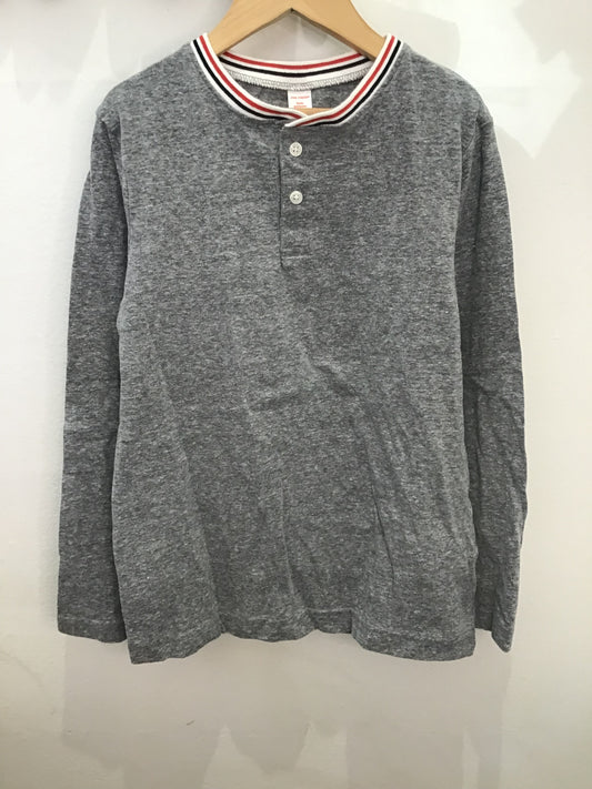 Grey henley w collar detail 7-8y