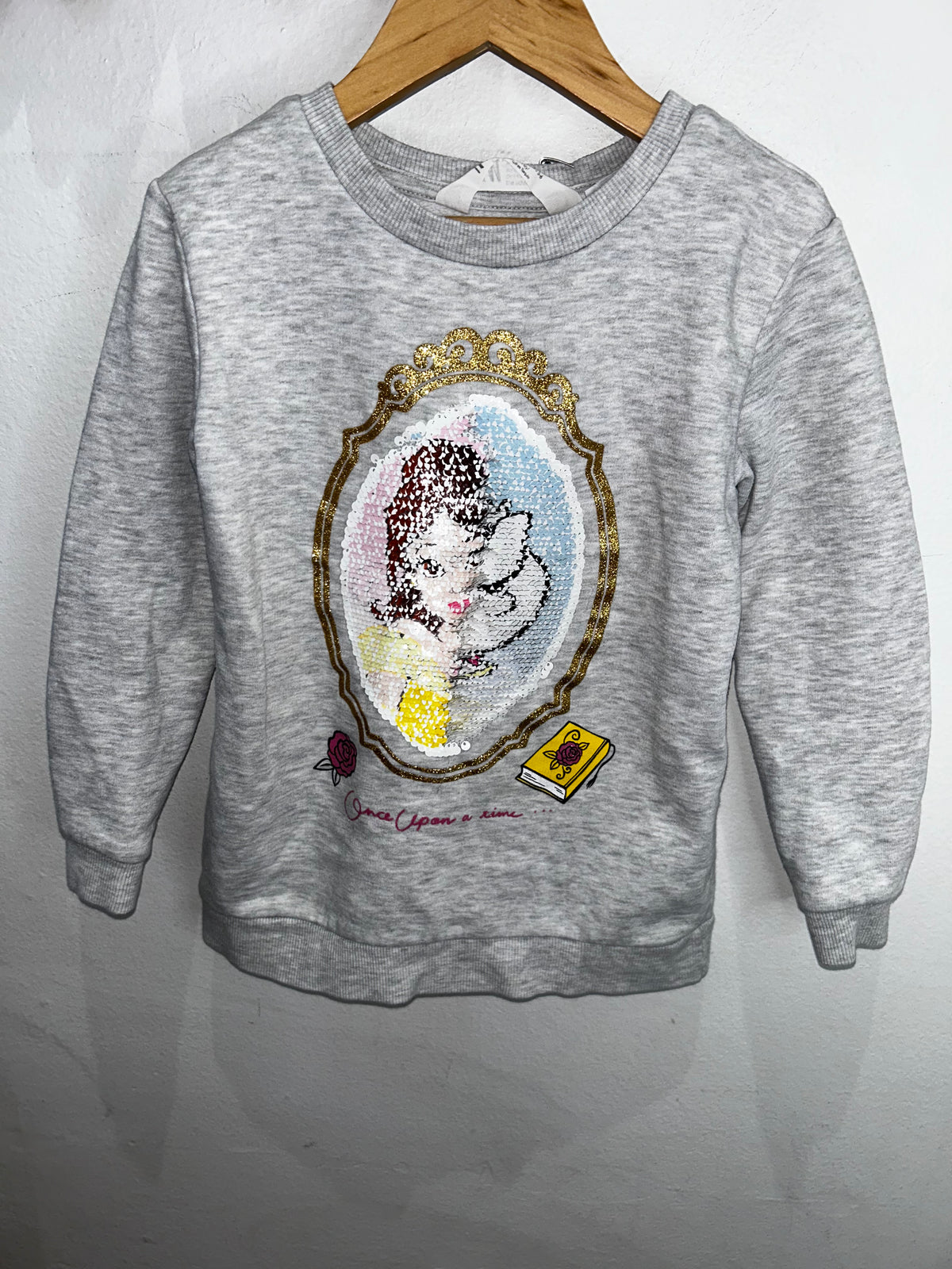 Belle and teapot flippy sequin pullover 4-6y