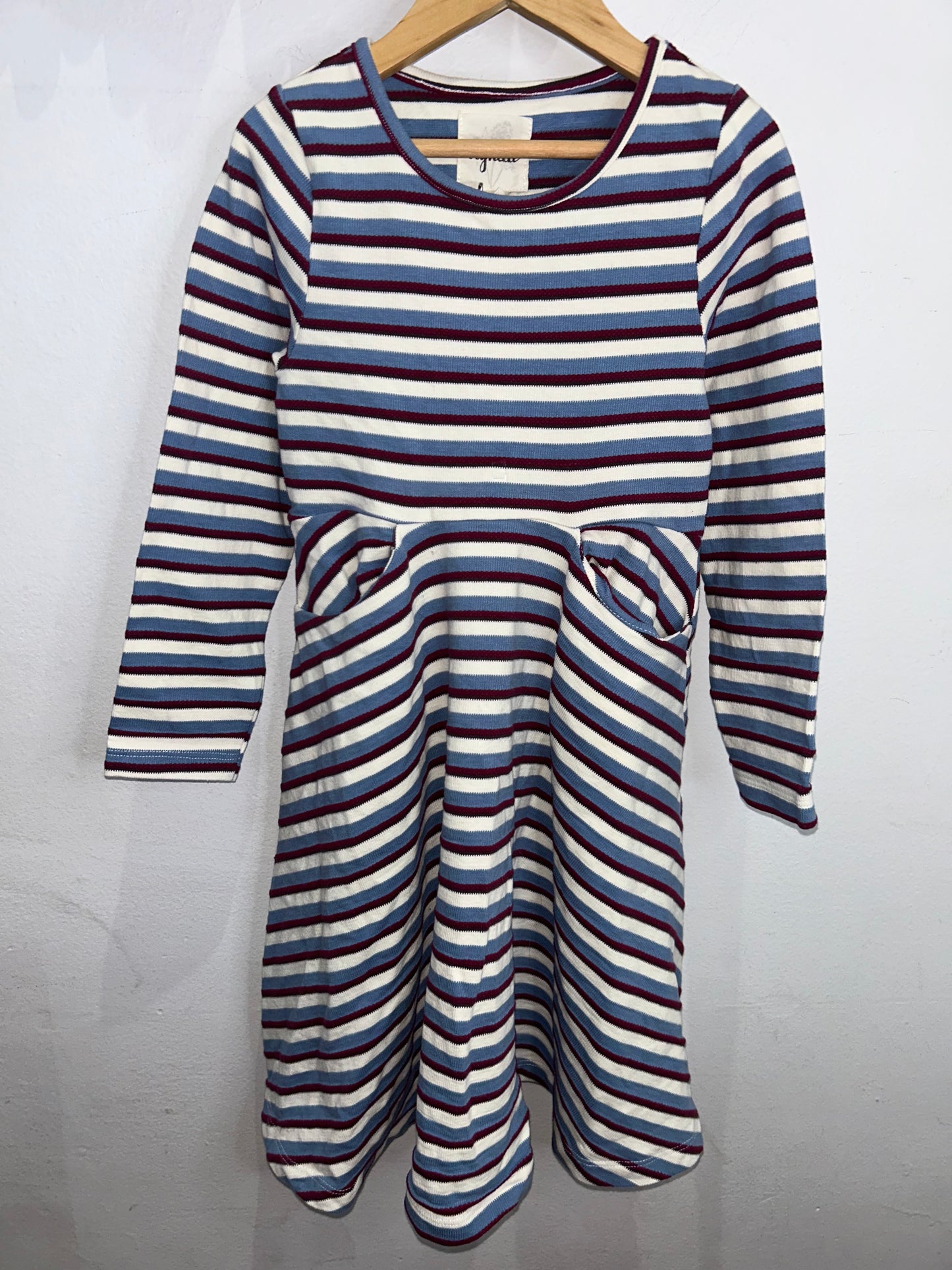 Blue and magenta striped dress 7y