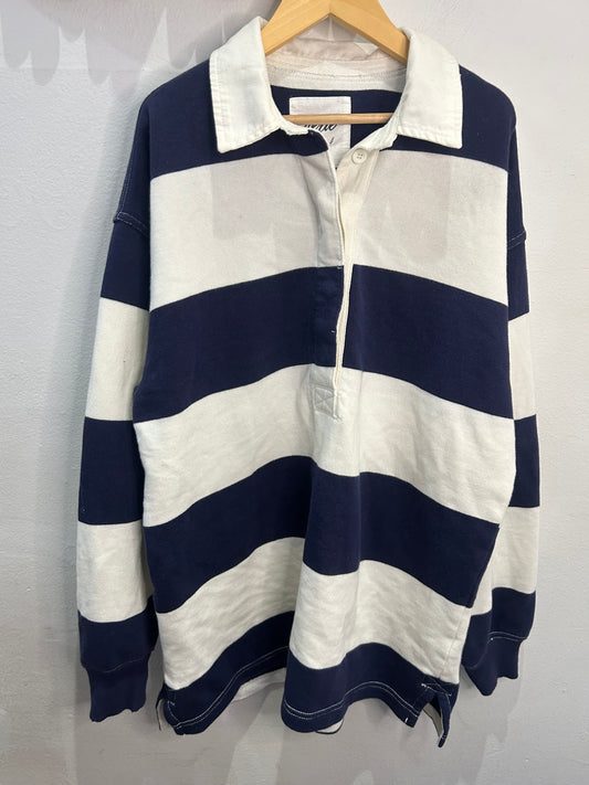 Thick blue stripes oversied rugby shirt - adult XXS
