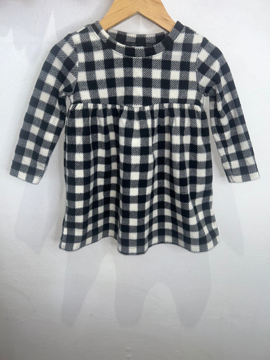 Fleece checkered dress 12-18m