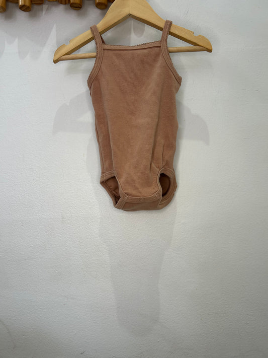 Brown ribbed tanktop onesie 6-9m