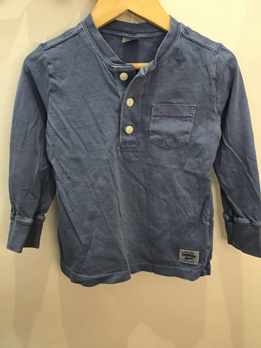 Tee mid-blue henley 2y