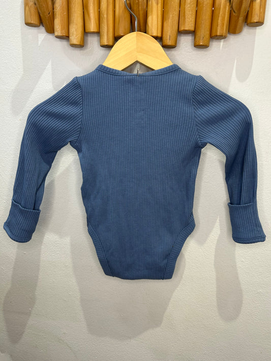 Blue henley onesie 3-6m