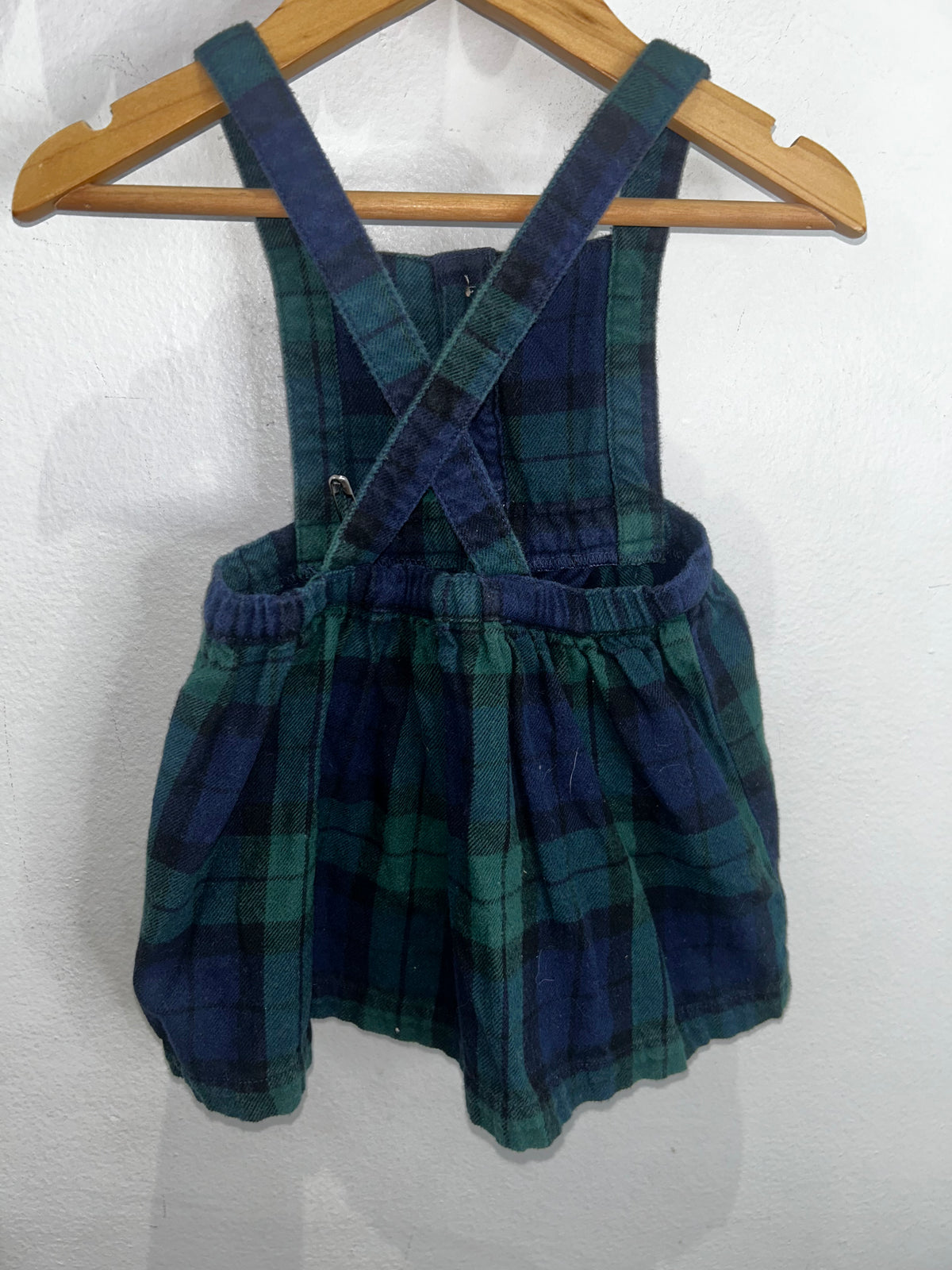 Green flannel skirt romper 12-18m