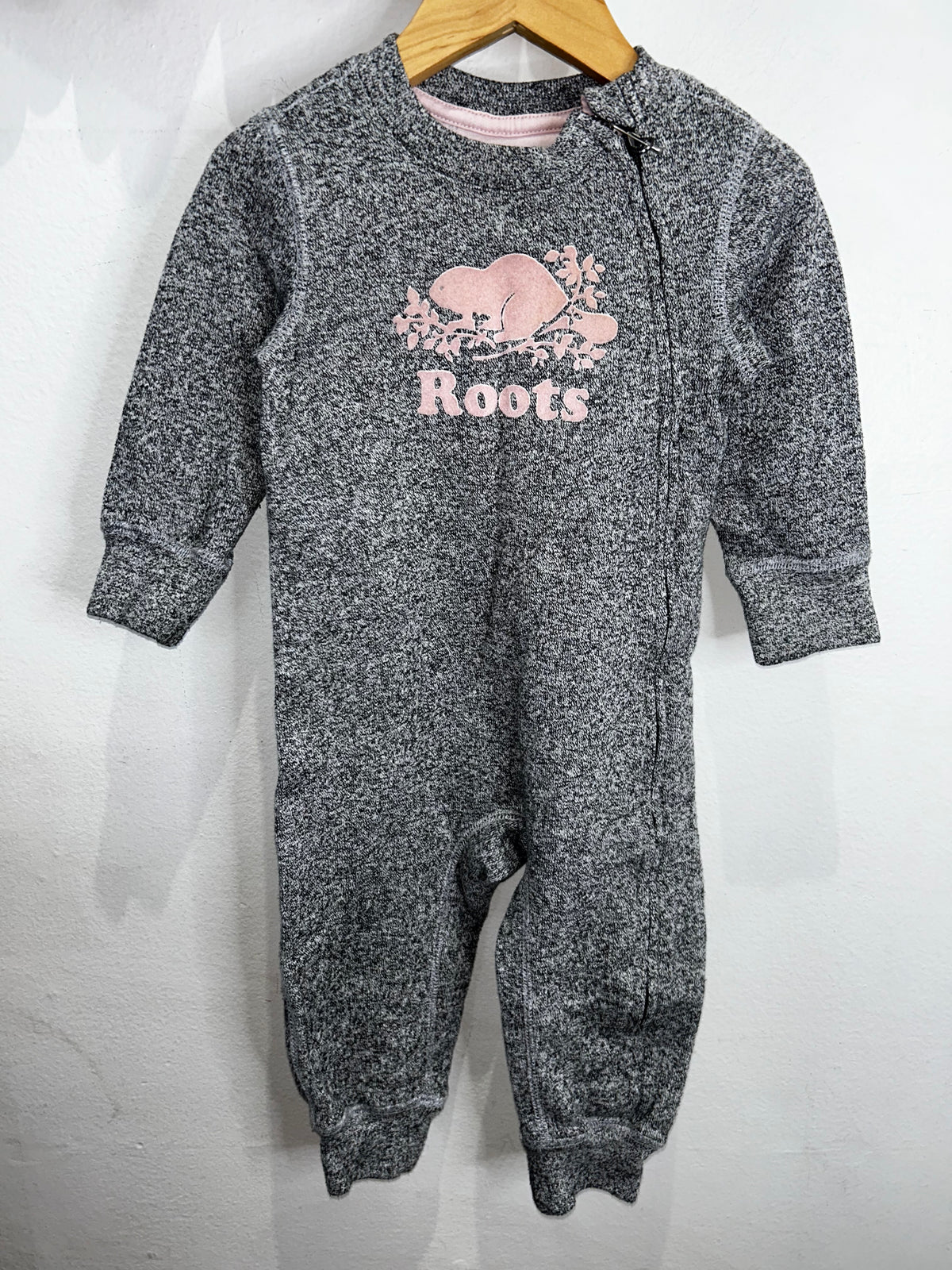 Roots pink logo romper 12-18m