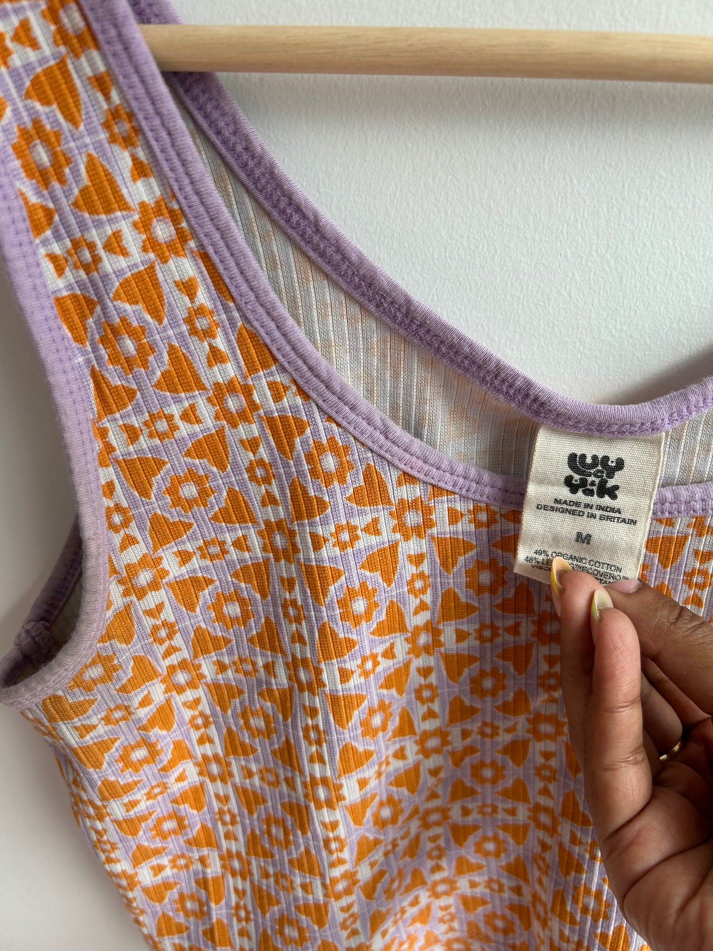 Orange and lavender crop tanktop M