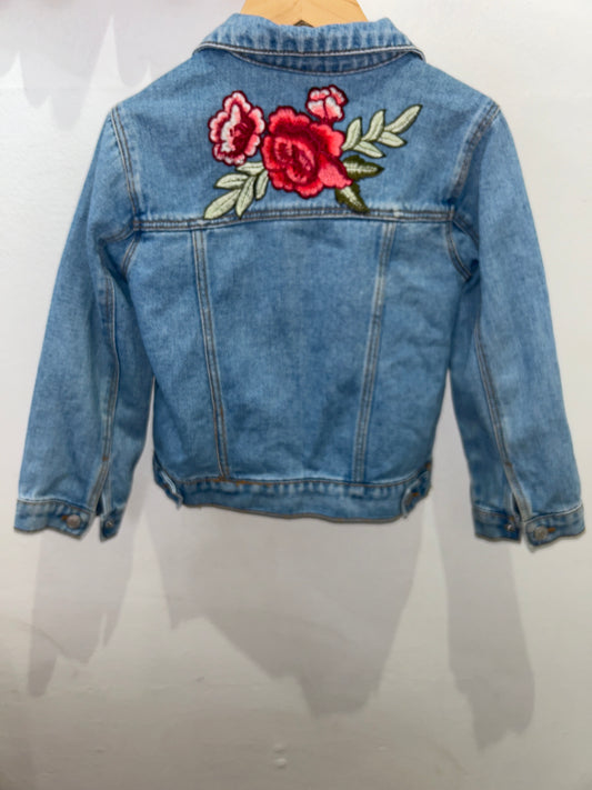 Rose embrodiery denim jacket 4-5y