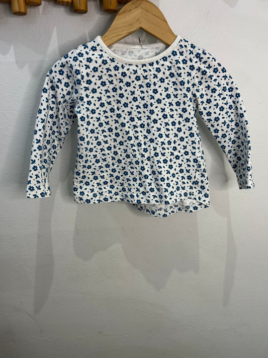 Blue floral longsleeve 9-12m