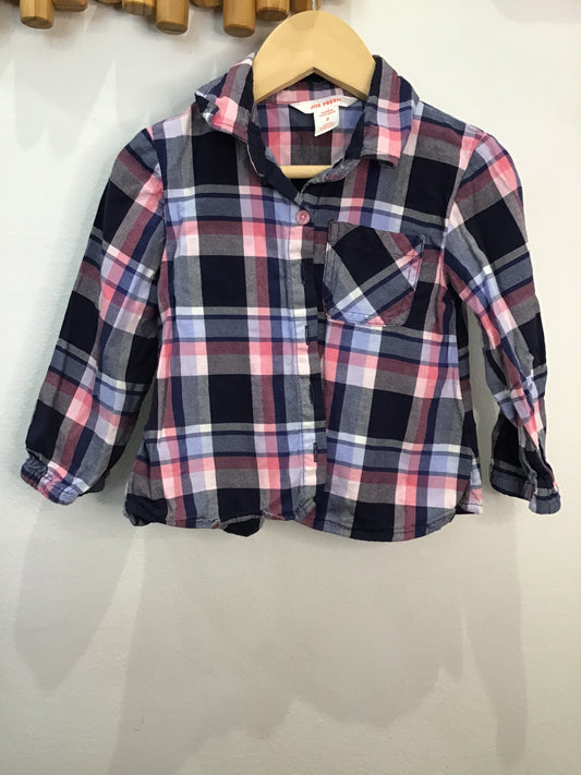 Shirt pink checkered fitted 2y