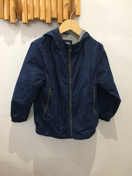 Blue zip pockets rain jacket 4y