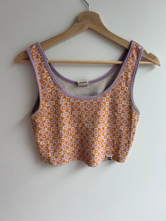 Orange and lavender crop tanktop M