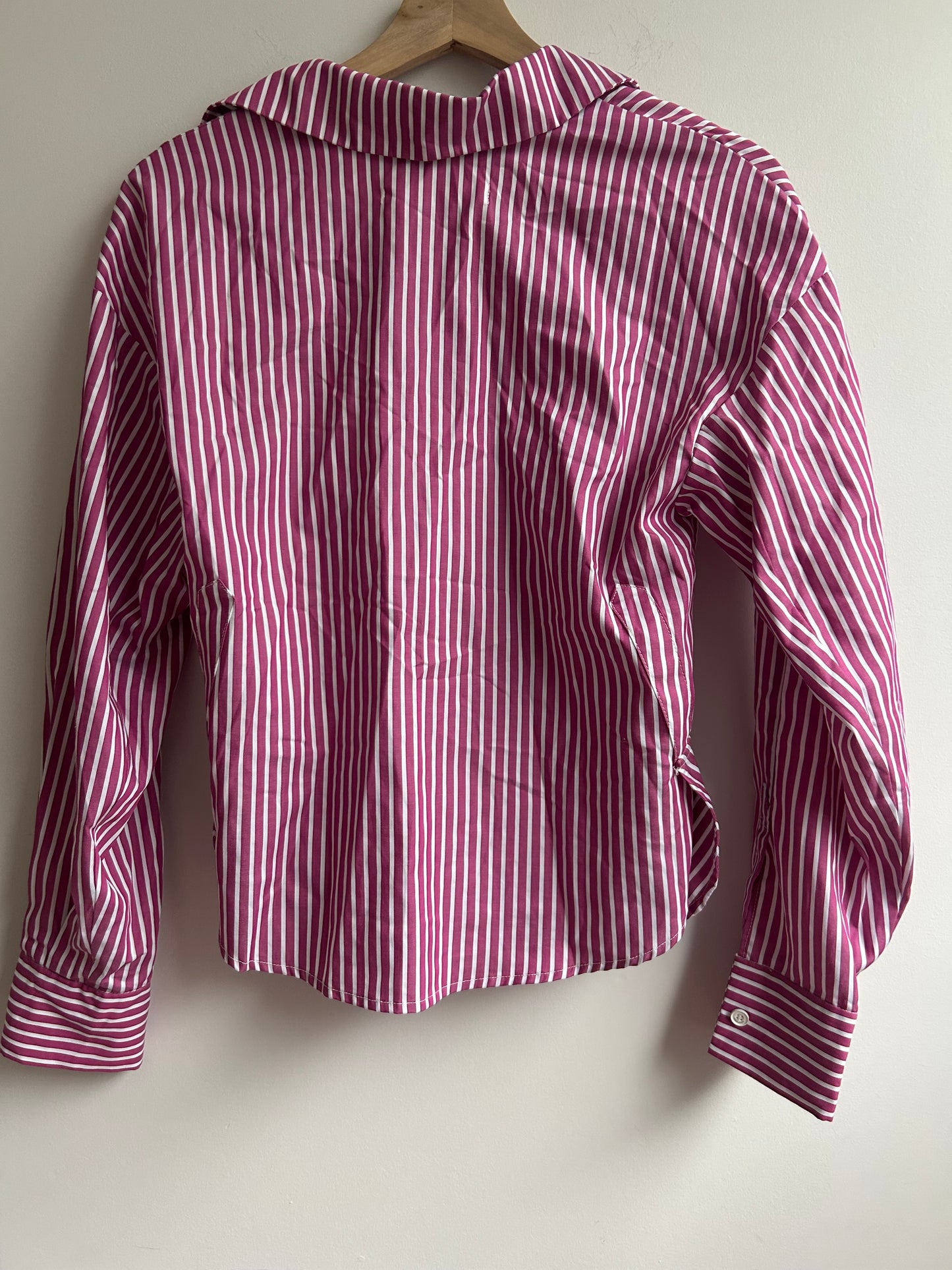 Plum striped peplum shirt S