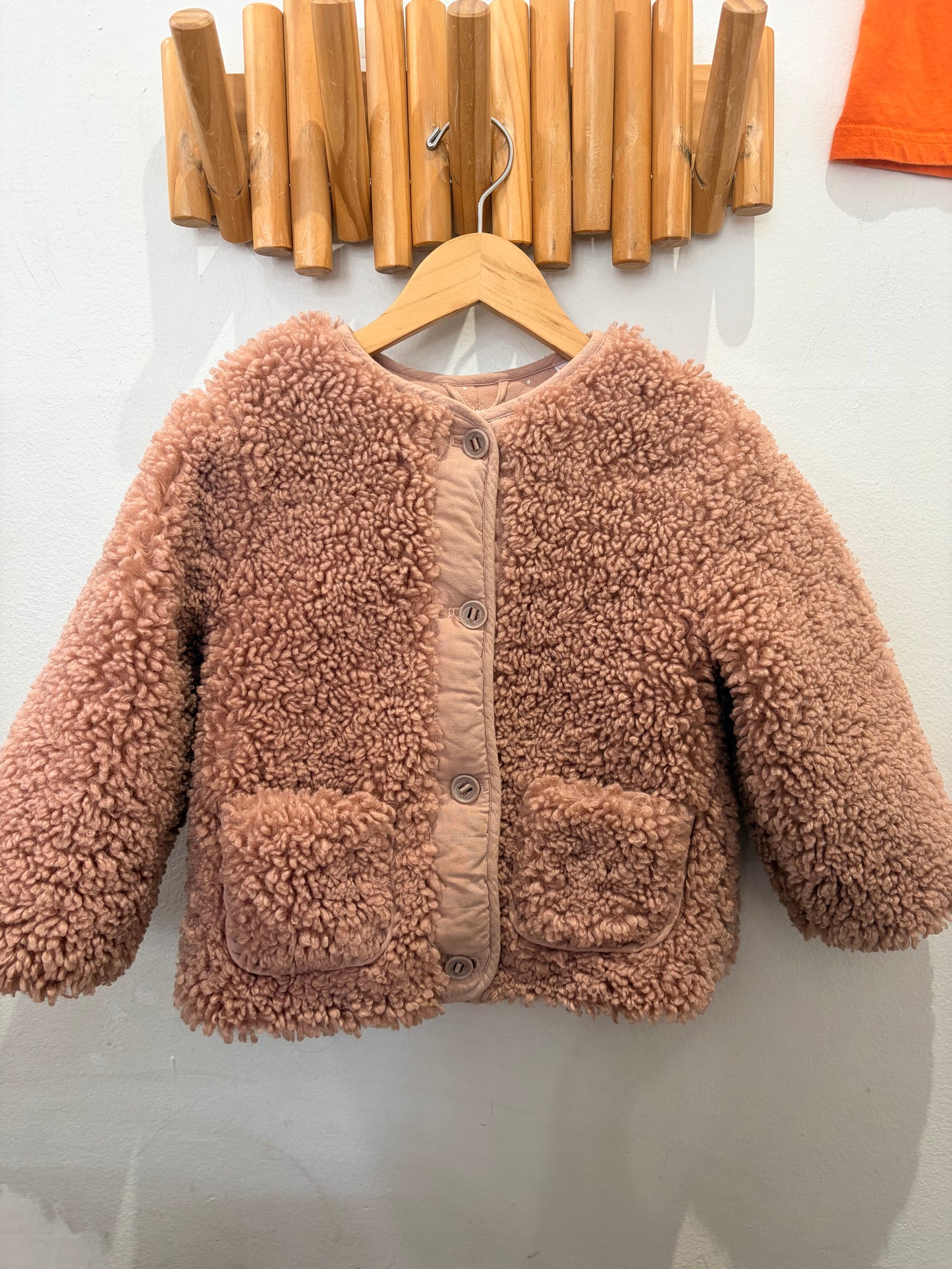 Pink furry chore jacket 3-4y