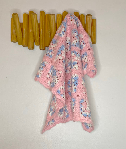 Vintage pink crochet baby blanket