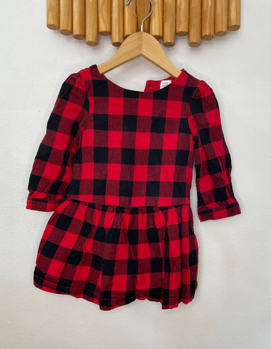 Red checkered drop waist dress 2y