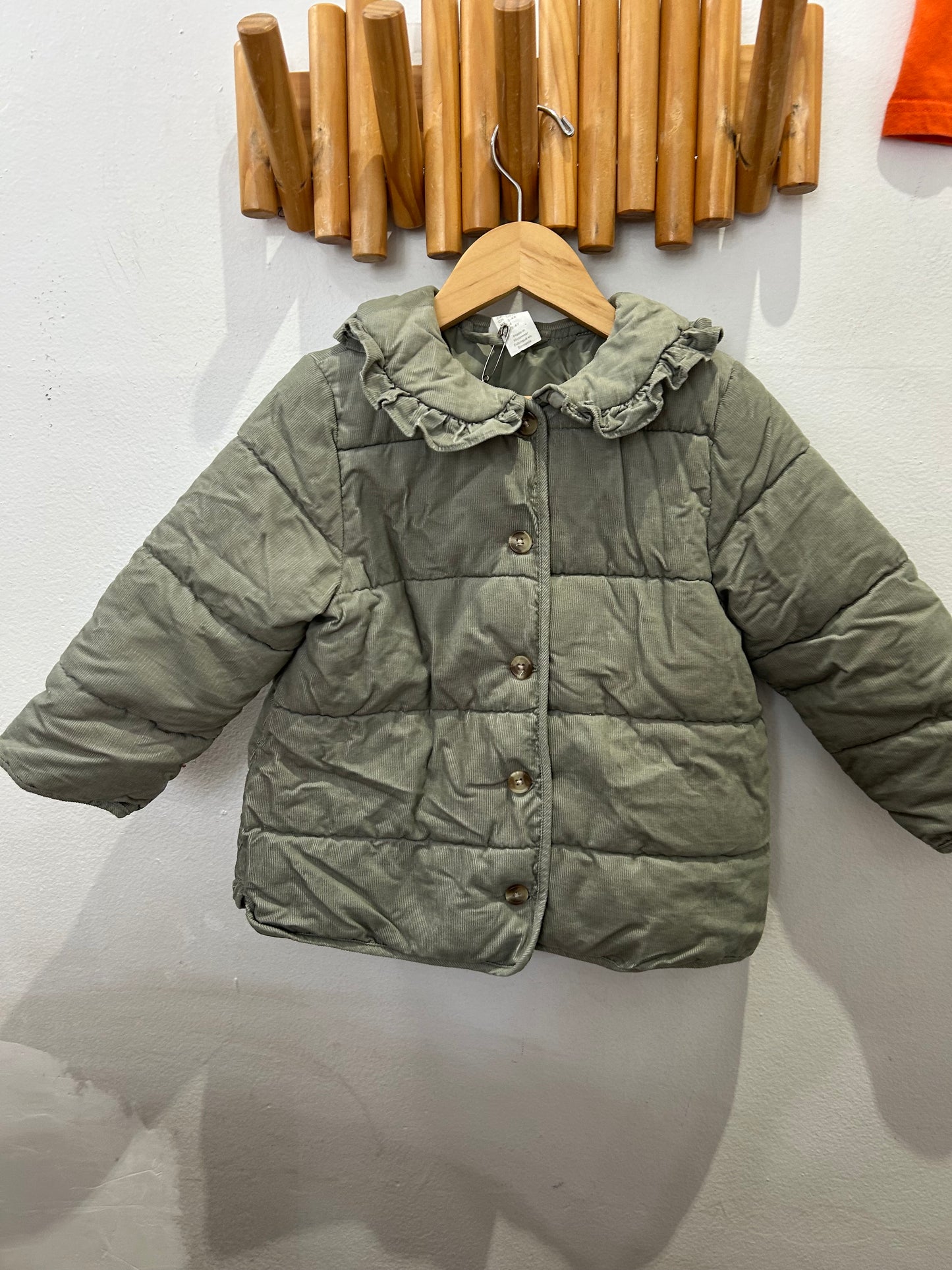 Sage corduroy coat 3-4y