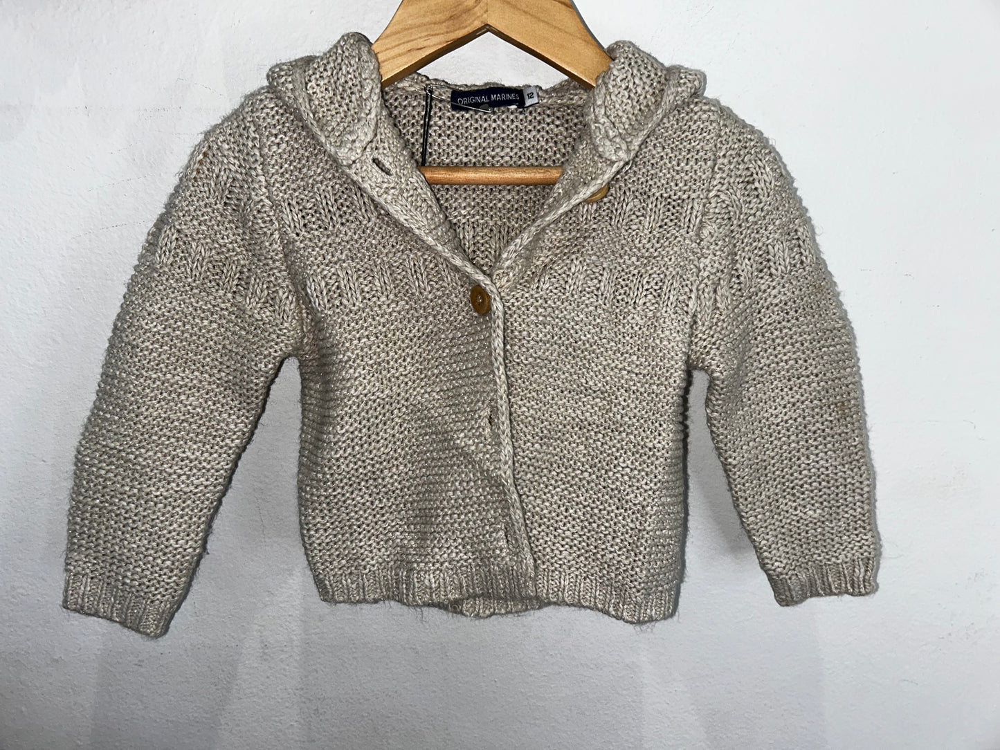 Gold hooded cardigan 12m