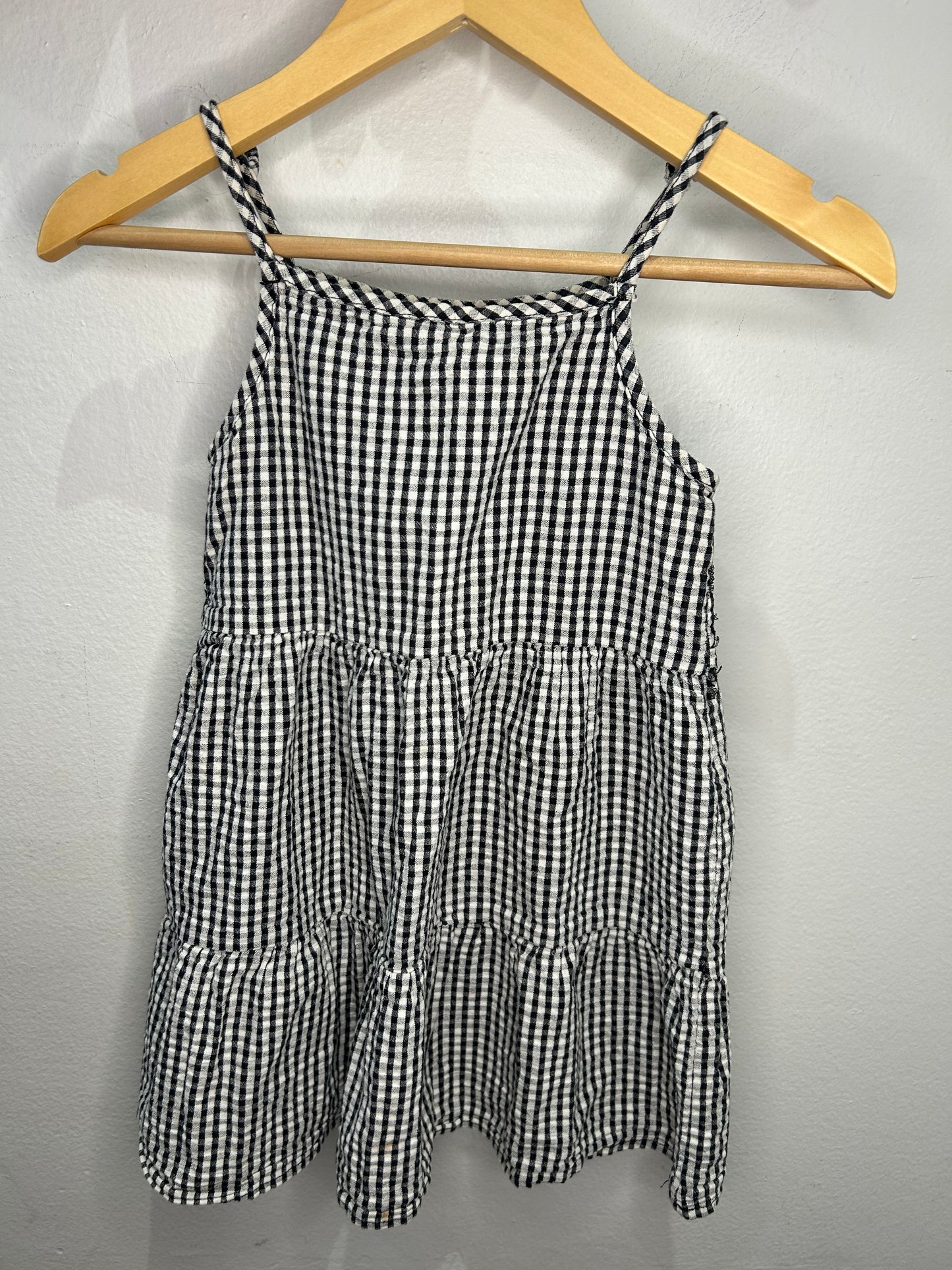 Black gingham dress 3-4y