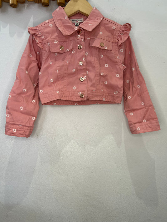 Pink floral lightweight denim jacket 3y