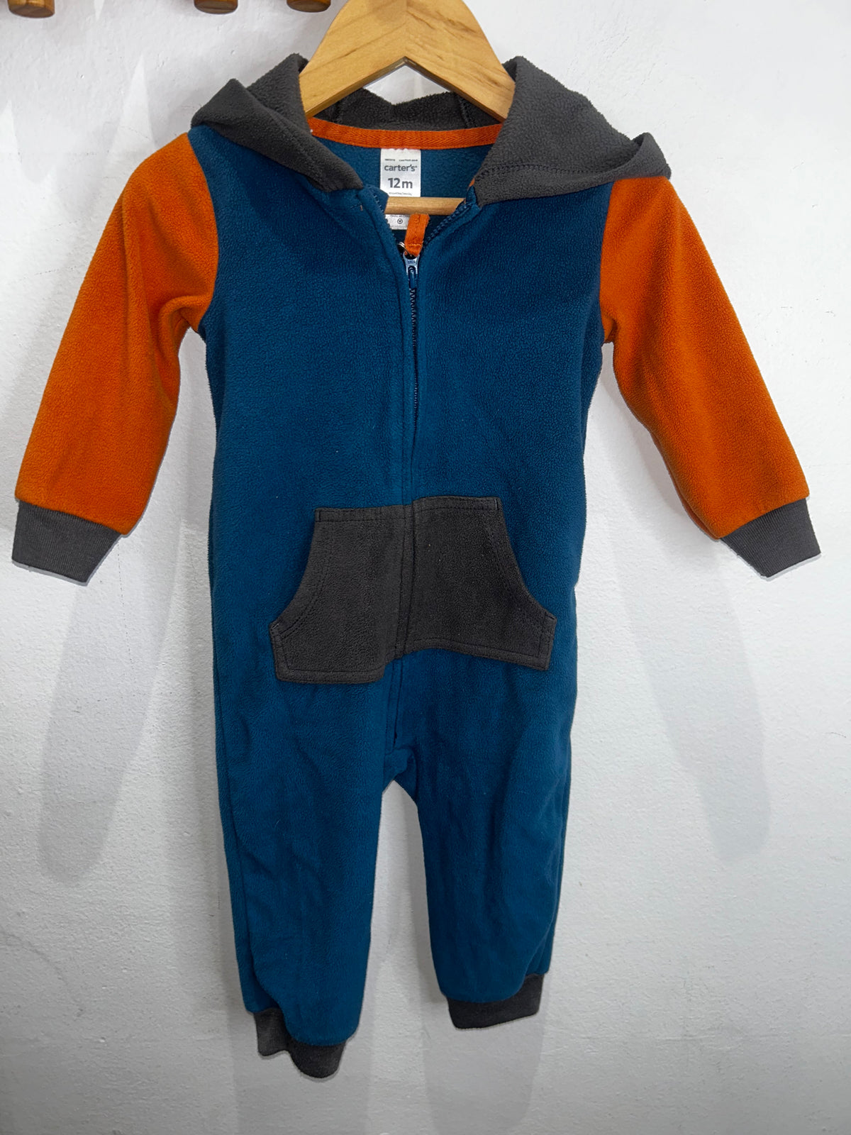 Teal fleece romper 12m