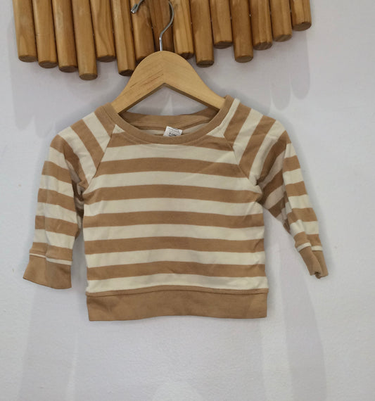 Striped organic brown longsleeve 6-12m