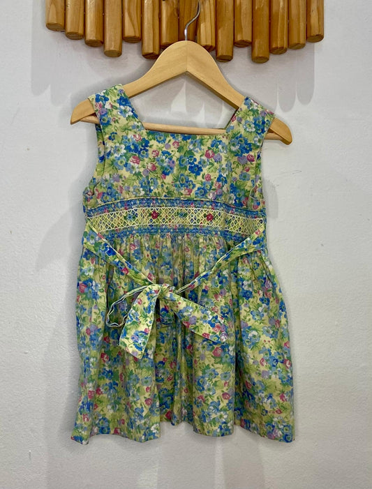 Blueberi boulevard smocked dress 3-4y