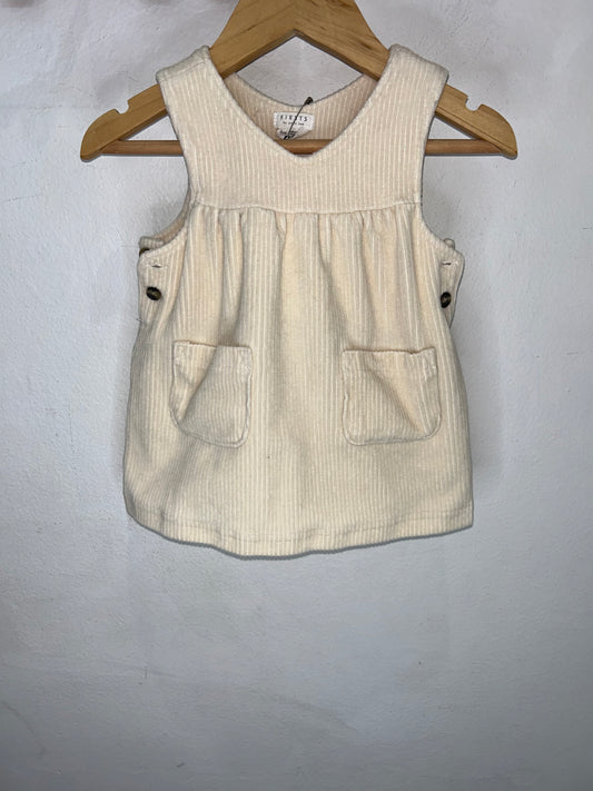 Cream ribbed dress 3-6m